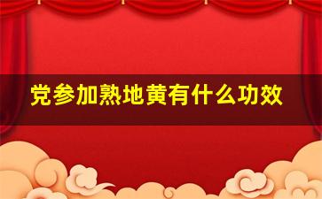 党参加熟地黄有什么功效