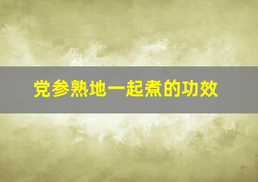 党参熟地一起煮的功效