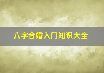 八字合婚入门知识大全