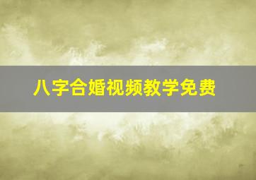 八字合婚视频教学免费