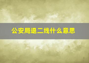 公安局退二线什么意思