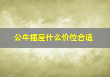 公牛插座什么价位合适