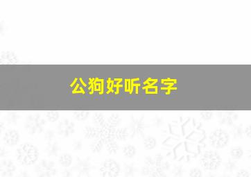 公狗好听名字