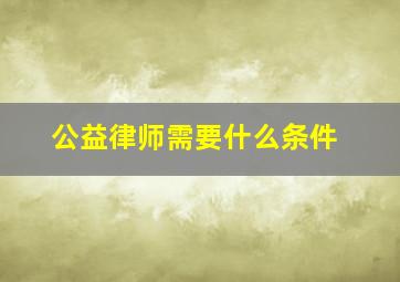 公益律师需要什么条件