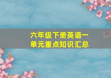 六年级下册英语一单元重点知识汇总