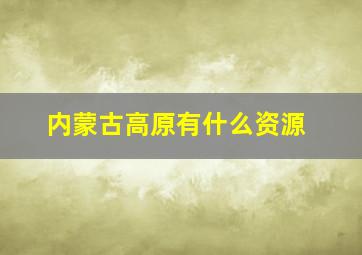 内蒙古高原有什么资源