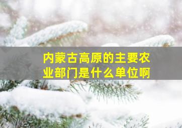 内蒙古高原的主要农业部门是什么单位啊