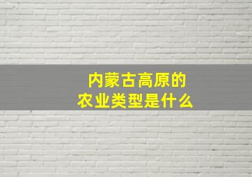 内蒙古高原的农业类型是什么