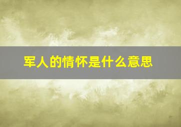 军人的情怀是什么意思