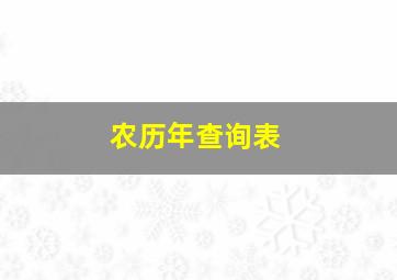 农历年查询表