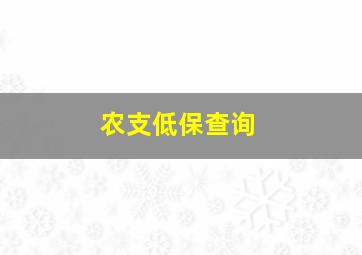 农支低保查询