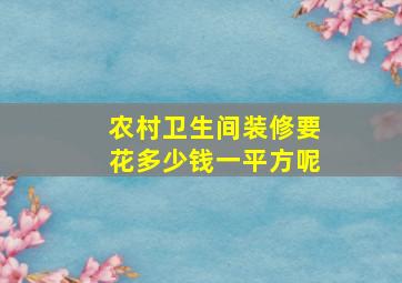 农村卫生间装修要花多少钱一平方呢