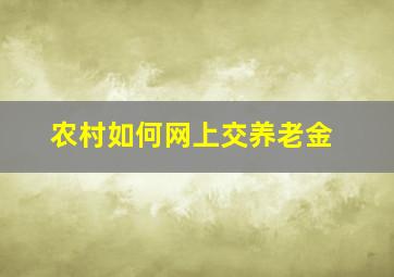 农村如何网上交养老金