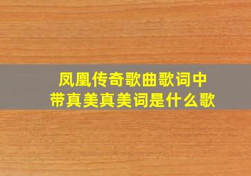 凤凰传奇歌曲歌词中带真美真美词是什么歌