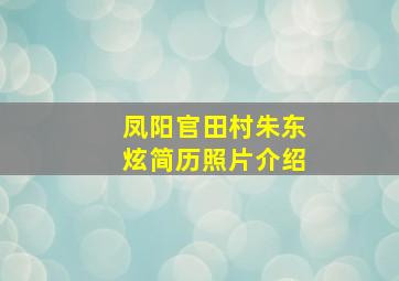 凤阳官田村朱东炫简历照片介绍