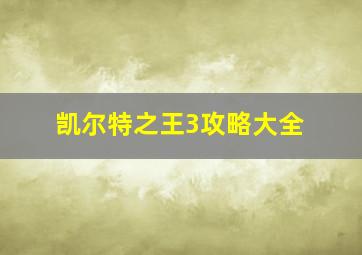 凯尔特之王3攻略大全