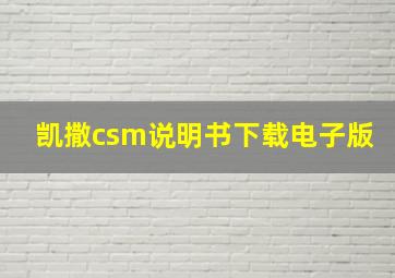 凯撒csm说明书下载电子版