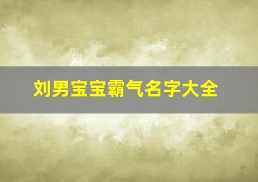 刘男宝宝霸气名字大全