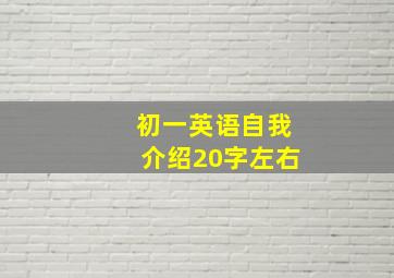 初一英语自我介绍20字左右