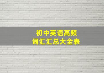 初中英语高频词汇汇总大全表