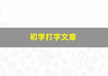 初学打字文章