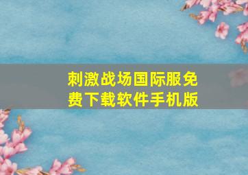 刺激战场国际服免费下载软件手机版