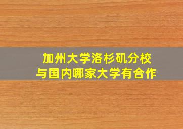 加州大学洛杉矶分校与国内哪家大学有合作