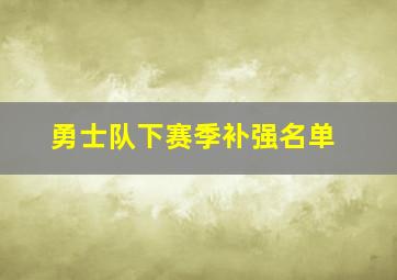 勇士队下赛季补强名单