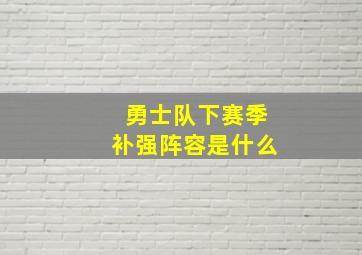 勇士队下赛季补强阵容是什么