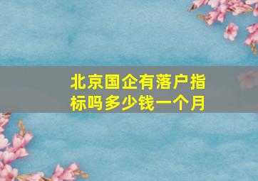 北京国企有落户指标吗多少钱一个月