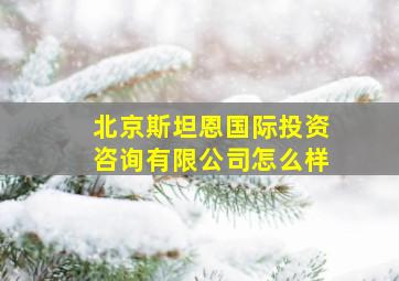 北京斯坦恩国际投资咨询有限公司怎么样