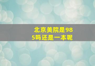 北京美院是985吗还是一本呢