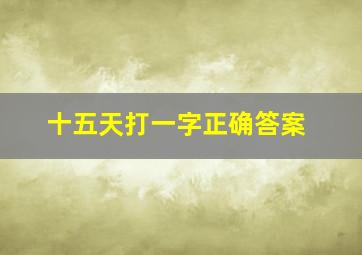 十五天打一字正确答案