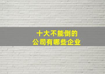 十大不能倒的公司有哪些企业