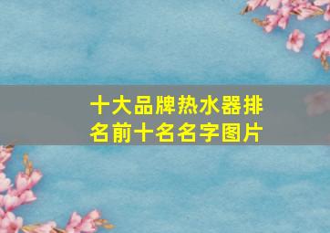 十大品牌热水器排名前十名名字图片