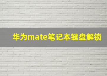 华为mate笔记本键盘解锁