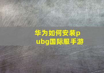 华为如何安装pubg国际服手游