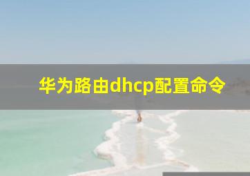 华为路由dhcp配置命令