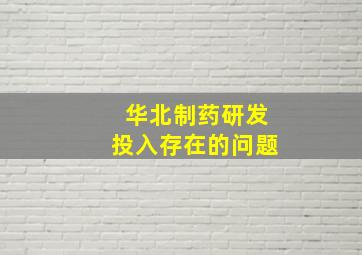 华北制药研发投入存在的问题