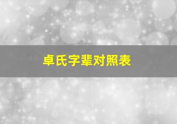 卓氏字辈对照表