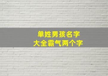 单姓男孩名字大全霸气两个字