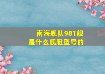 南海舰队981舰是什么舰艇型号的