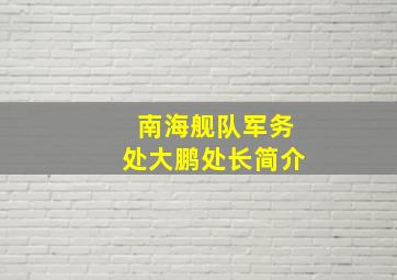 南海舰队军务处大鹏处长简介