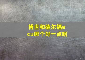 博世和德尔福ecu哪个好一点啊