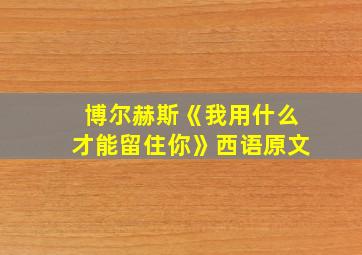 博尔赫斯《我用什么才能留住你》西语原文