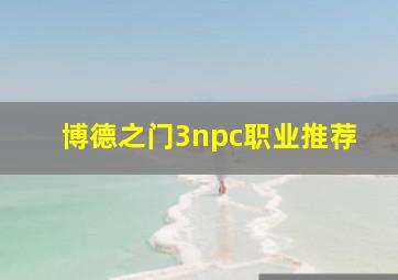 博德之门3npc职业推荐