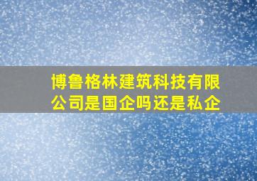 博鲁格林建筑科技有限公司是国企吗还是私企