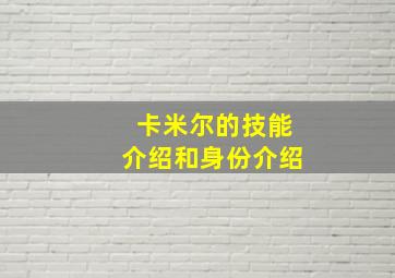 卡米尔的技能介绍和身份介绍