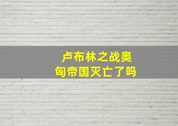 卢布林之战奥匈帝国灭亡了吗