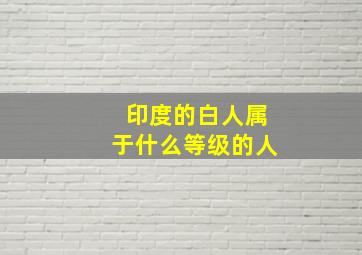 印度的白人属于什么等级的人